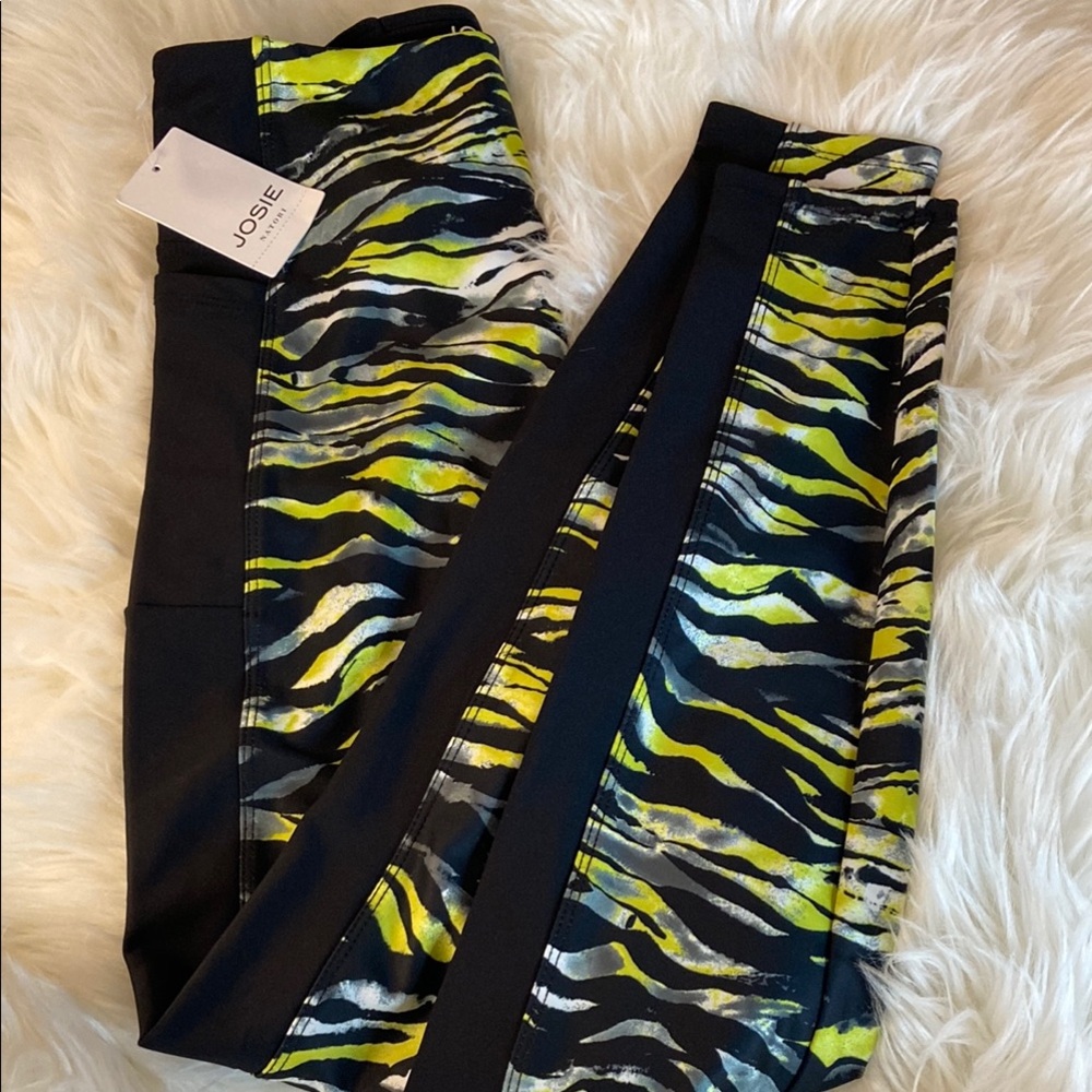 Josie Natori Black and Yellow Leggings - Picture 3 of 5